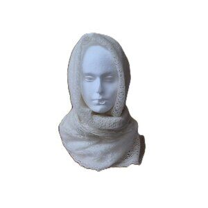 VTG Mid‑Century Orenburg Goat Down Shawl Undyed Lace Russian Folk Hygge Minimal